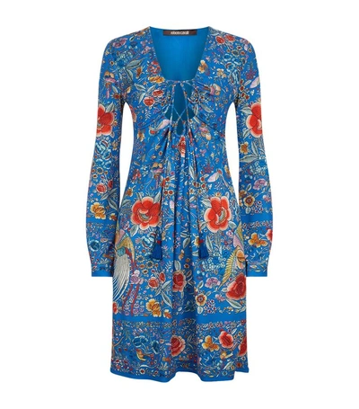 Roberto Cavalli Floral V-neck Dress In Blue