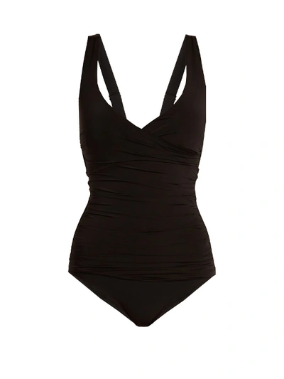 Heidi Klein Body D-g V-neck Ruched Swimsuit In Black
