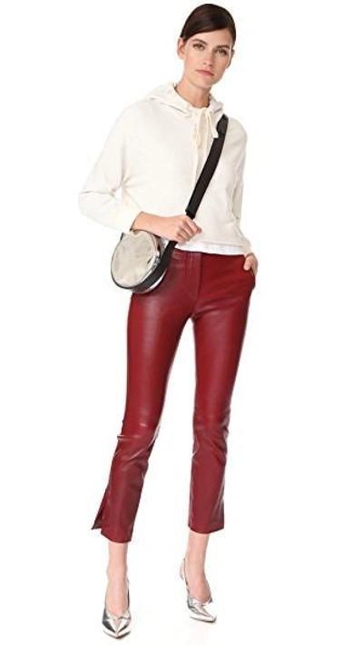 Shop Helmut Lang Straight Leather Pants In Ruby