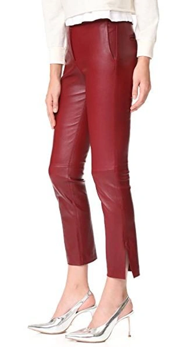 Shop Helmut Lang Straight Leather Pants In Ruby