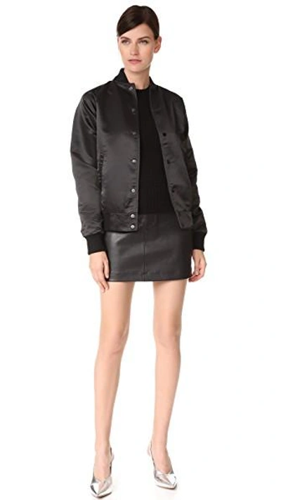 Shop Helmut Lang Stretch Leather Miniskirt In Black