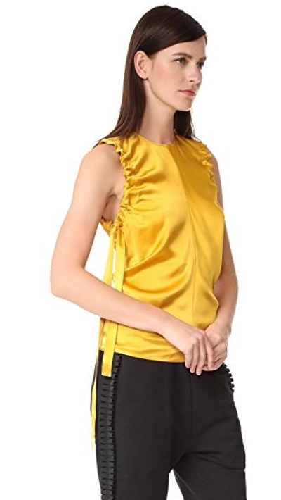 Shop Helmut Lang Armhole Ruched Silk Tank In Flame