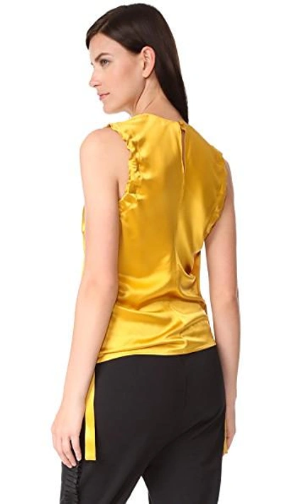 Shop Helmut Lang Armhole Ruched Silk Tank In Flame