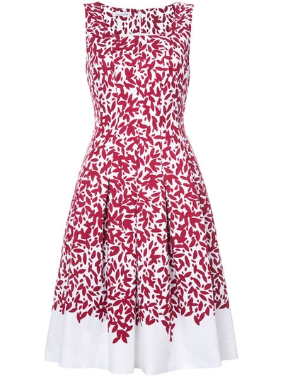 Oscar De La Renta Printed Cotton-blend Canvas Dress In White Red