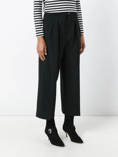 Shop Red Valentino Pleated Cropped Trousers - Black