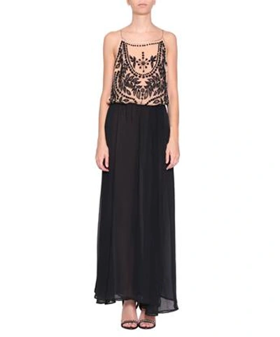 Amen Silk And Tulle Dress With Embroidery In Nero