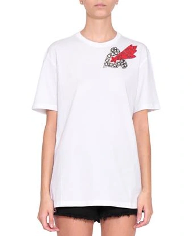 Amen Embroidered Cotton T-shirt In Bianco