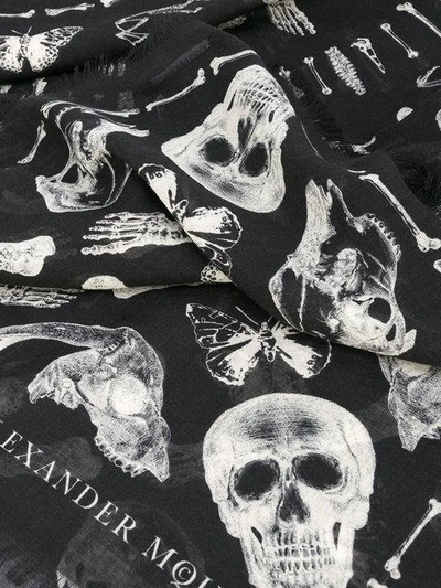 Shop Alexander Mcqueen Skull And Badge Scarf In Black