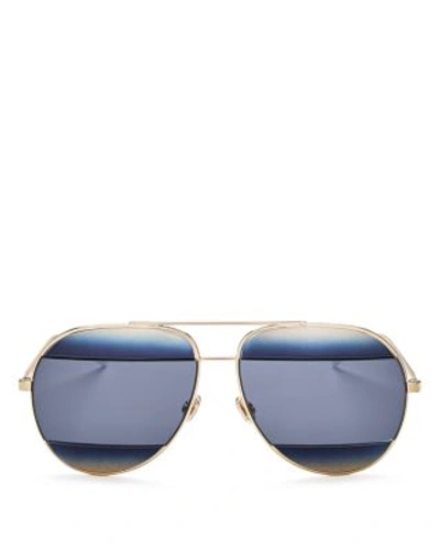 Shop Dior Split Aviator Sunglasses, 59mm In Shaded Blue Gradient/blue Avio