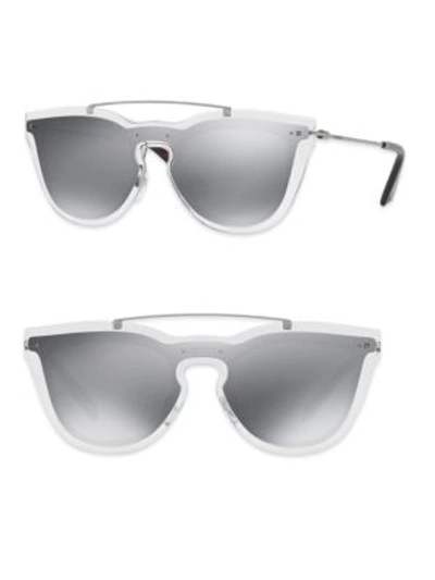 Shop Valentino Glamgloss Mirrored Shield Sunglasses In Black