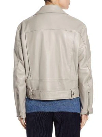 Shop Acne Studios Merlyn Leather Jacket In Medium Grey