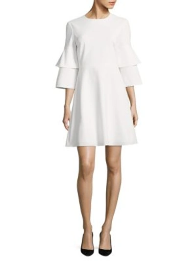 Tibi Crepe Bell A-line Dress In Ivory
