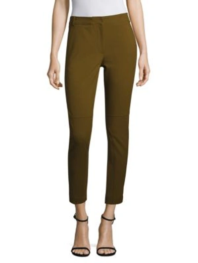 Tibi Anson Crepe Trousers W/ Insert In Loden