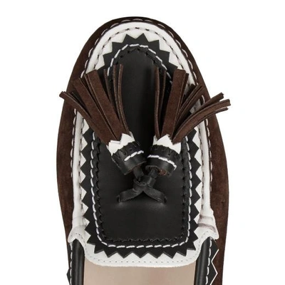 Shop Tod's Gommino Driving Shoes In Suede In White/black/brown
