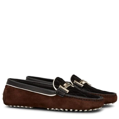 Shop Tod's Gommino Driving Shoes In Suede In Brown/black