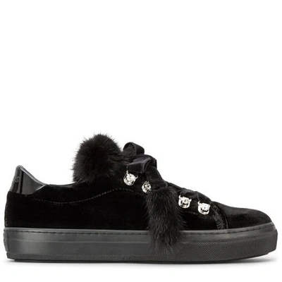 Shop Tod's Sneakers In Velvet In Black