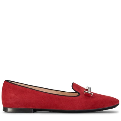 Shop Tod's Slippers In Suede In Red
