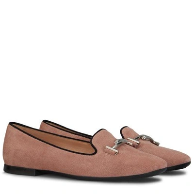 Shop Tod's Slippers In Suede In Pink