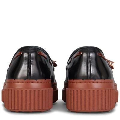 Shop Tod's Moccasin In Leather In Black/brown