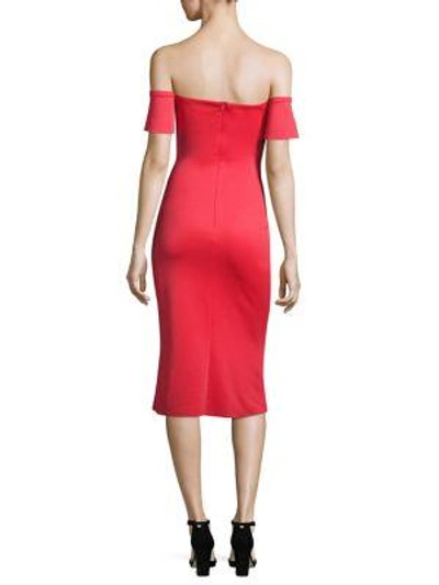 Shop Black Halo Off-the-shoulder Cocktail Dress In Canyon Coral