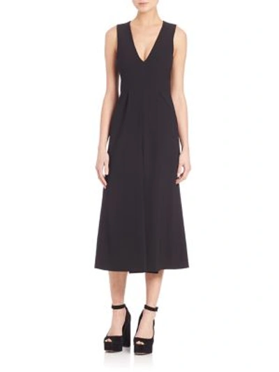 Shop Alexander Wang T Stretch Poly Twill V-neck Gaucho Jumpsuit In Black
