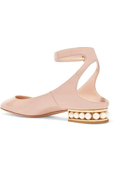 Shop Nicholas Kirkwood Lola Embellished Patent-leather Ballet Flats In Blush