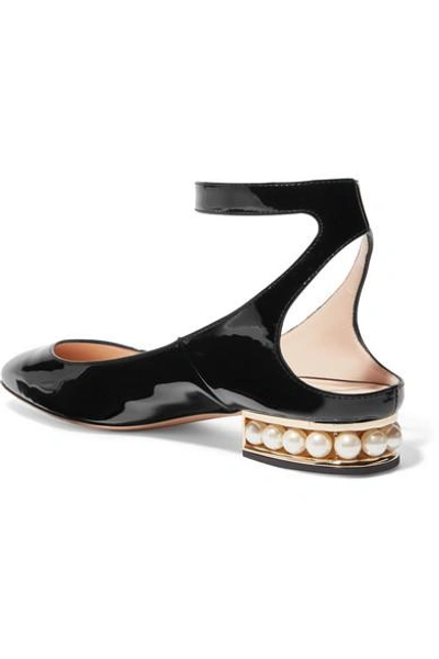 Shop Nicholas Kirkwood Lola Embellished Patent-leather Ballet Flats In Black