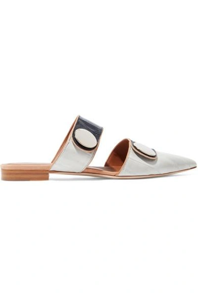 Shop Malone Souliers + Roksanda Lee Glossed-eel Slippers