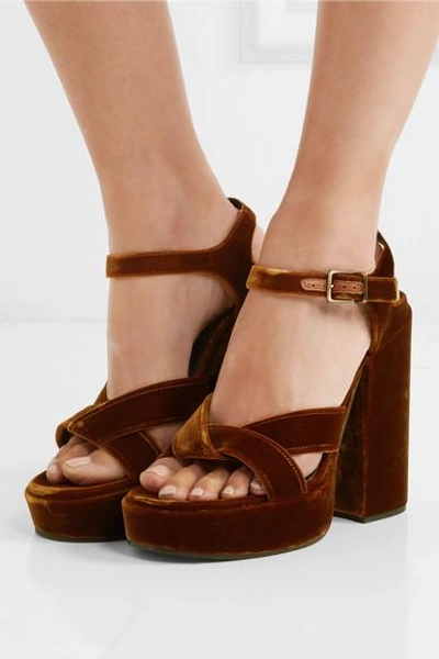 Shop Jil Sander Velvet Platform Sandals