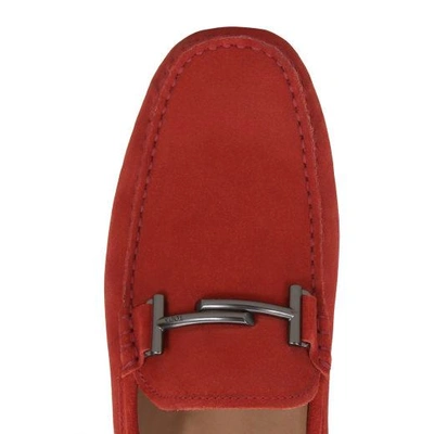 Shop Tod's Gommino Driving Shoes In Suede In Red