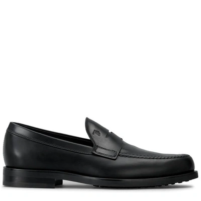 Tod's Leather Loafers In Black