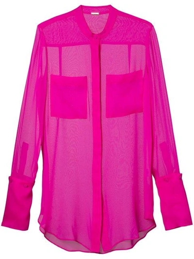 Shop Adam Lippes Chiffon Blouse With Stand Collar