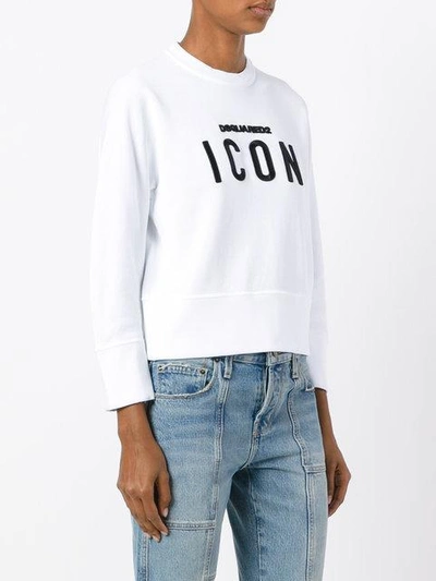 Shop Dsquared2 'icon' Embroidered Sweatshirt In White