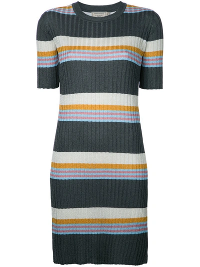 Maison Kitsuné Striped Ribbed-knit Dress - Multicolour