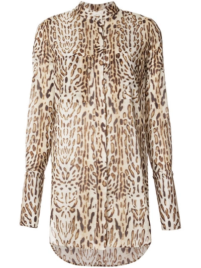Adam Lippes Stand-collar Leopard-print Cotton Shirt In Animal
