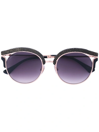 Jimmy Choo Lash Gold Black Glitter Cat-eye Sunglasses With Interchangeable Clip-ons