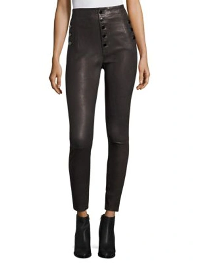 J Brand Natasha High-rise Skinny Leather Pants In Dark Platinum