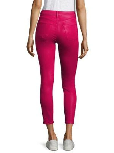 Shop J Brand Alana Coated High-rise Cropped Skinny Jeans/dizzy Pink In Coated Dizzy Pink