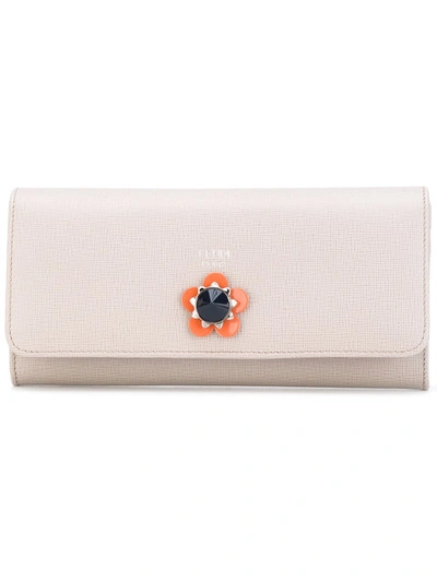 Fendi Flower Embellished Foldover Purse