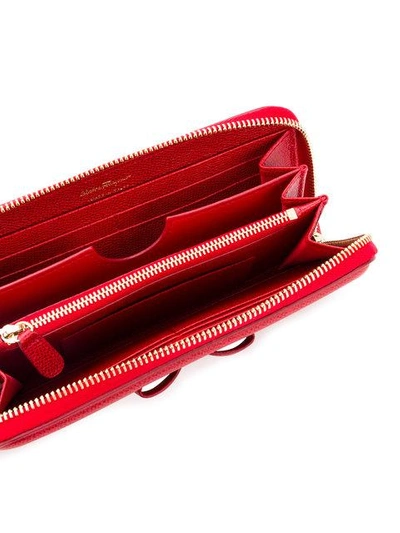 Shop Ferragamo Bow Detail Wallet In Red