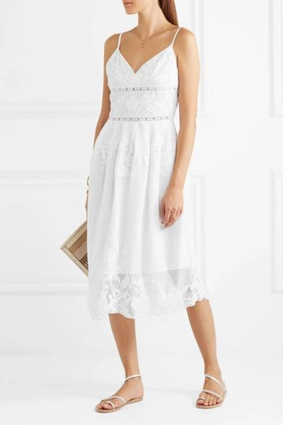 Shop Sea Appliquéd Cotton-mesh Dress In White