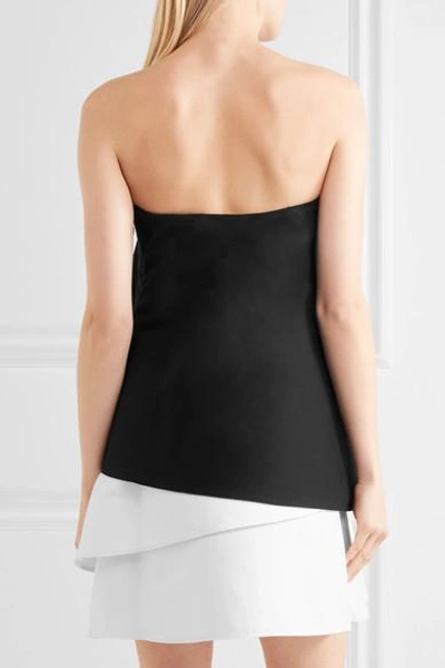 Shop Halston Heritage Strapless Layered Cotton-blend Faille Mini Dress In Black