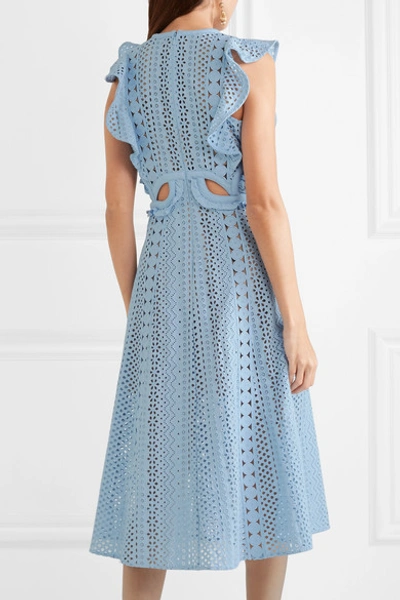 Shop Self-portrait Cutout Guipure Lace And Broderie Anglaise Cotton Dress