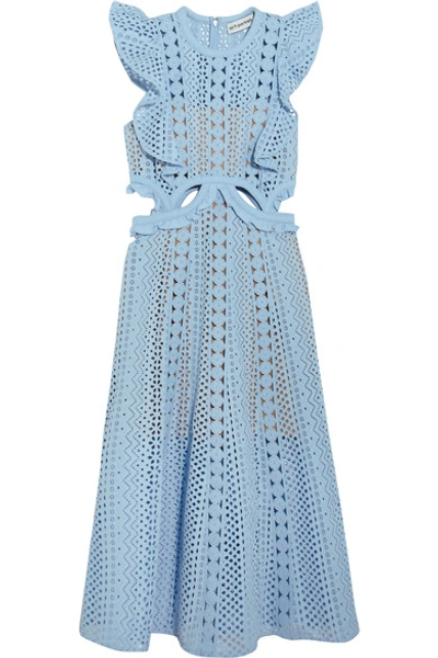 Shop Self-portrait Cutout Guipure Lace And Broderie Anglaise Cotton Dress