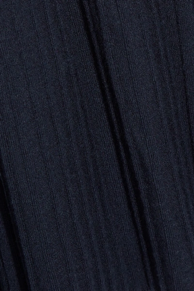 Shop Elizabeth And James Josette Cutout Ribbed Merino Wool-blend Midi Dress In Midnight Blue