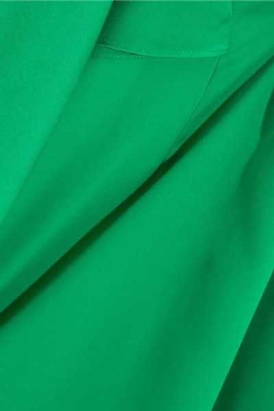 Shop Halston Heritage Cold-shoulder Ruffled Twill Mini Dress In Green