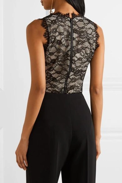Shop Alice And Olivia Primrose Leavers Lace And Jersey Bodysuit In Black
