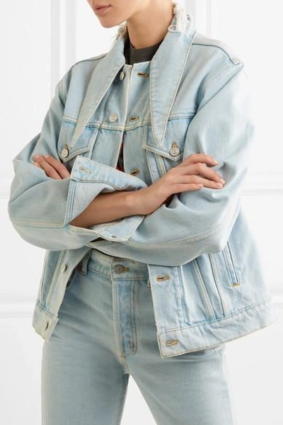 Balenciaga Scarf Frayed Denim Jacket | ModeSens