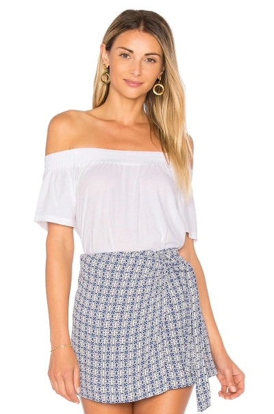 Shop Bobi Light Weight Jersey Off The Shoulder Top In White