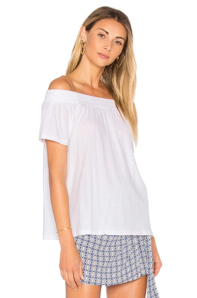 Shop Bobi Light Weight Jersey Off The Shoulder Top In White